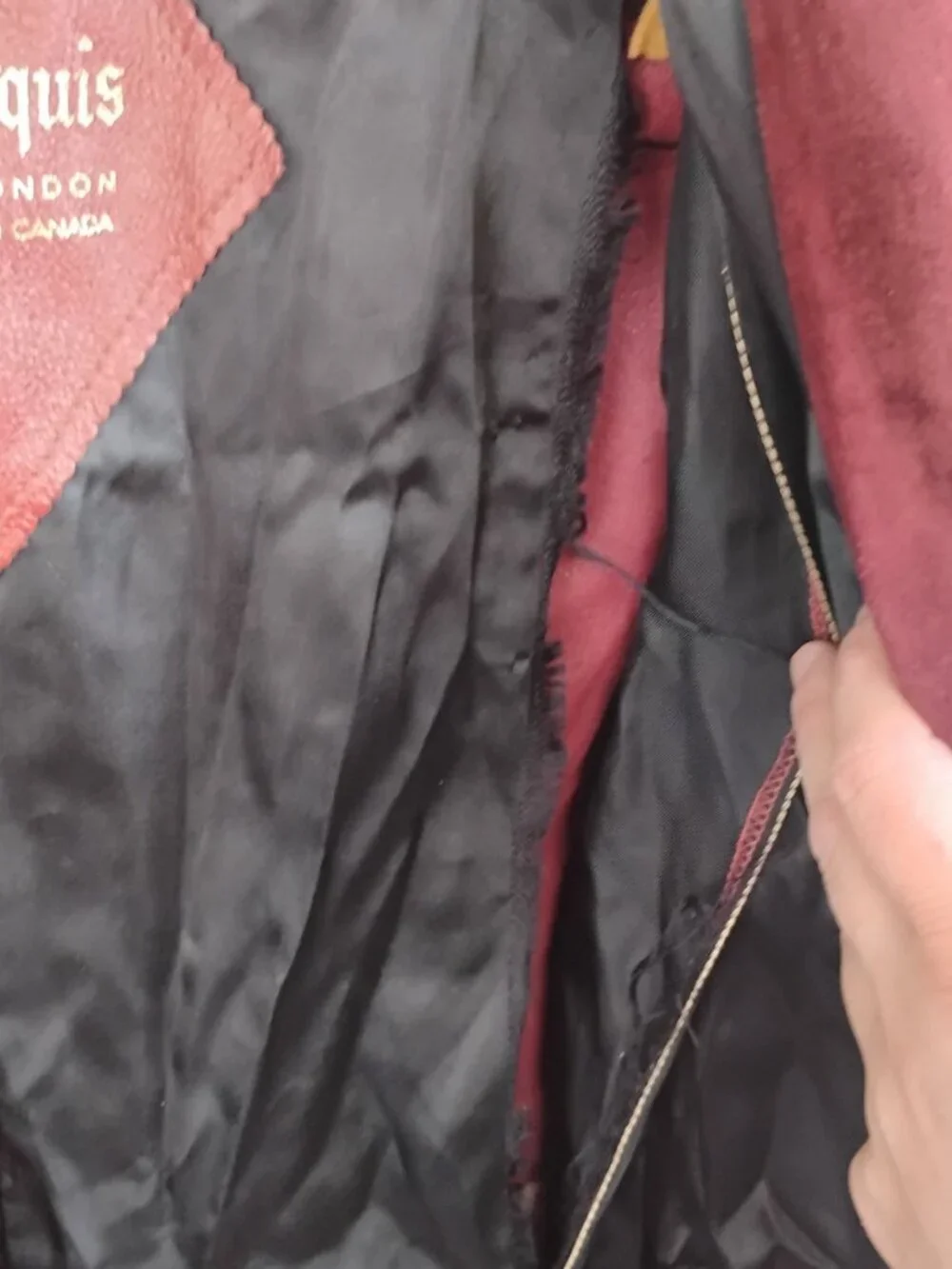 Marquis of London Women’s Vintage Suede Burgundy Long Jacket Size 6-8 - Picture 14 of 14
